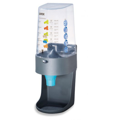 WORKWEAR, SAFETY & CORPORATE CLOTHING SPECIALISTS - Uvex Plug Dispenser, Blue Base, Clear Jar (Empty)