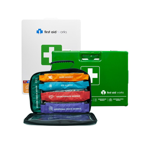 WORKWEAR, SAFETY & CORPORATE CLOTHING SPECIALISTS First Aid Works Modular First Aid Kit Metal Cabinet T3