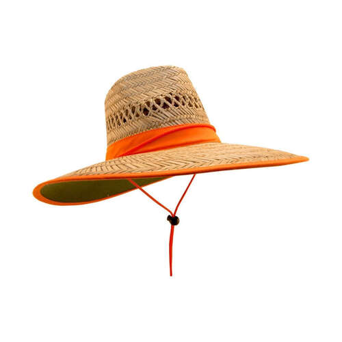 WORKWEAR, SAFETY & CORPORATE CLOTHING SPECIALISTS Straw Hat - with Wide Hi-Vis Orange Band