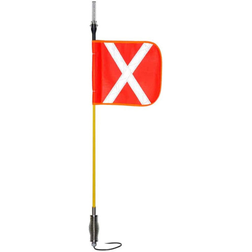 WORKWEAR, SAFETY & CORPORATE CLOTHING SPECIALISTS Premium Whip Aerial: Length 1.2m 10-30V 8 LED, Flag 10x12" w/reflective X, Spring base (WAP-S),12" Wire