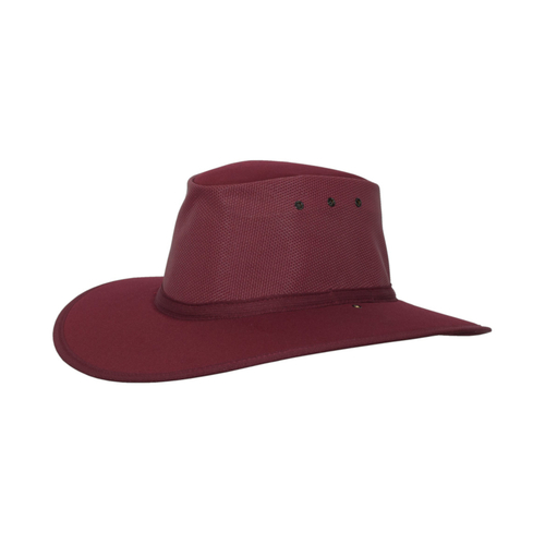 WORKWEAR, SAFETY & CORPORATE CLOTHING SPECIALISTS Bilby Breeze Double sided Cotton Drill, Brimlock edge. (Formerly Tanami Breeze double sided)-Burgundy-L