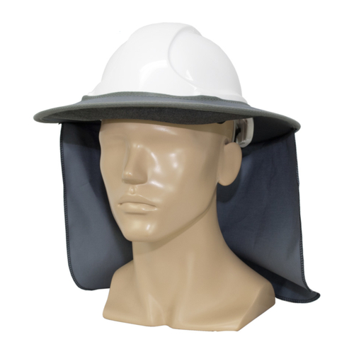 WORKWEAR, SAFETY & CORPORATE CLOTHING SPECIALISTS Hard Hat Brim Double sided with Brimlock and PolyCotton Flap-Silver Grey-One Size