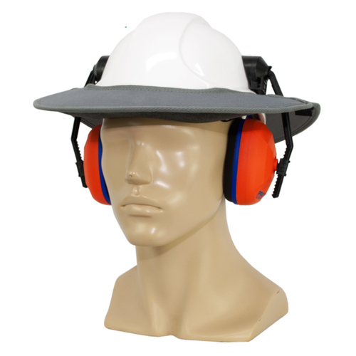 WORKWEAR, SAFETY & CORPORATE CLOTHING SPECIALISTS Earmuff Hard Hat Brim with Brimlock Silver Grey-Silver Grey-One Size