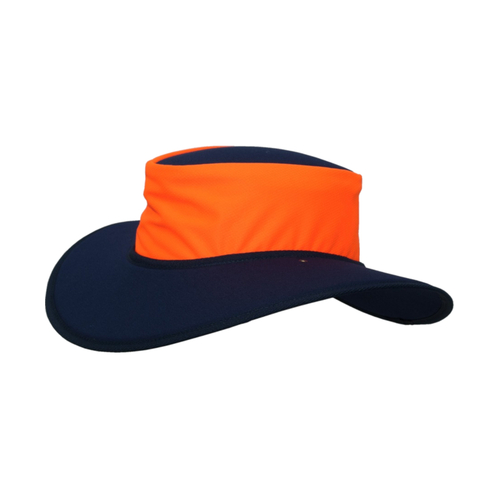 WORKWEAR, SAFETY & CORPORATE CLOTHING SPECIALISTS Nullarbor Hi Vis Micromesh Orange Gusset-Navy-M