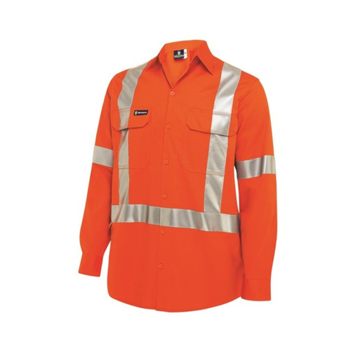 WORKWEAR, SAFETY & CORPORATE CLOTHING SPECIALISTS - WS WORKWEAR MENS HI-VIS BUTTON-UP SHIRT WITH H-X-REFLECTIVE TAPE