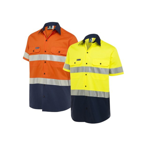 WORKWEAR, SAFETY & CORPORATE CLOTHING SPECIALISTS - WS WORKWEAR HORIZONTAL VENTED MENS BUTTON-UP SHIRT WITH REFLECTIVE TAPE