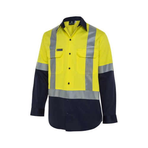 WORKWEAR, SAFETY & CORPORATE CLOTHING SPECIALISTS - WS WORKWEAR MENS HI-VIS BUTTON-UP SHIRT WITH H-REFLECTIVE TAPE