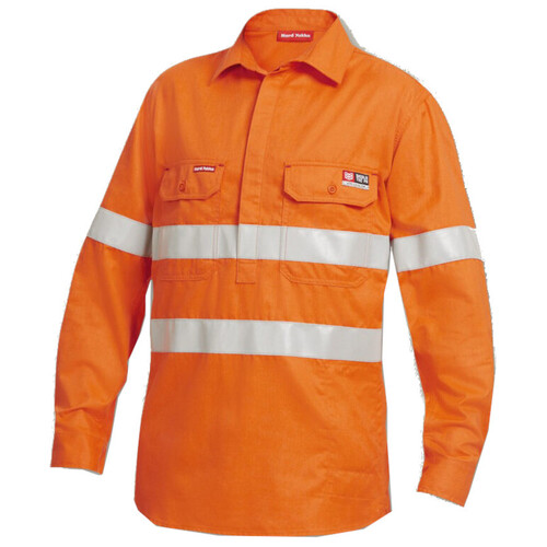 WORKWEAR, SAFETY & CORPORATE CLOTHING SPECIALISTS - Protect - Shieldtec Hi-Vis Closed Front Shirt with Tape Long Sleeve