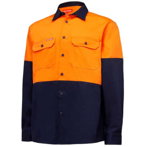 WORKWEAR, SAFETY & CORPORATE CLOTHING SPECIALISTS - Core - Mens Hi Vis L/S H/weight 2 tone Cotton Drill Shirt