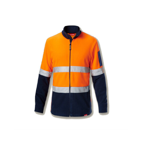 WORKWEAR, SAFETY & CORPORATE CLOTHING SPECIALISTS - Foundations - HI VIS 2TONE BRUSHED FLEECE JACKET WITH TAPE