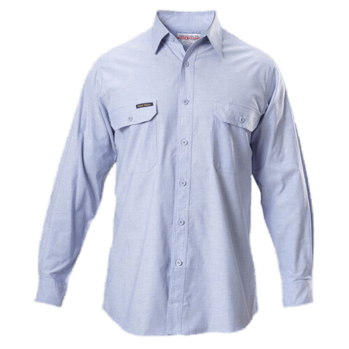 WORKWEAR, SAFETY & CORPORATE CLOTHING SPECIALISTS - Foundations - Cotton Chambray Shirt Long Sleeve