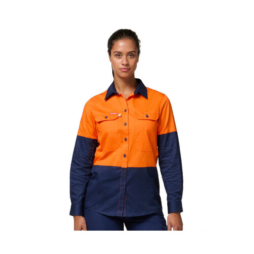 WORKWEAR, SAFETY & CORPORATE CLOTHING SPECIALISTS Koolgear - Womens Ventilated Hi-Vis Two Tone Shirt Long Sleeve