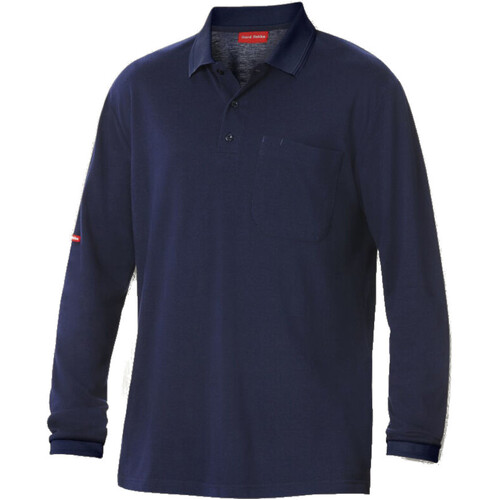 WORKWEAR, SAFETY & CORPORATE CLOTHING SPECIALISTS - Foundations - Poly Cotton Pique Long Sleeve Polo