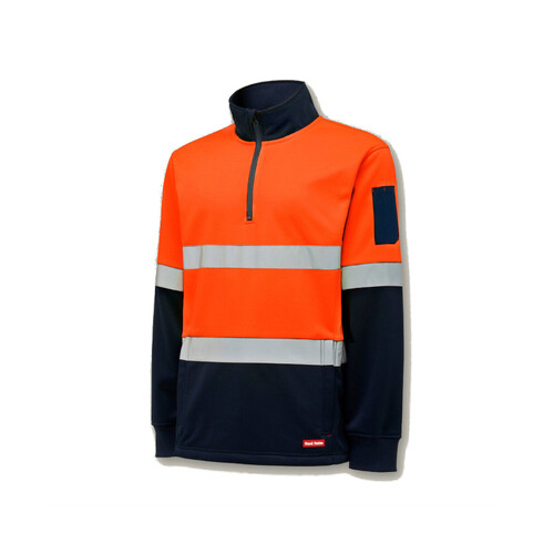 WORKWEAR, SAFETY & CORPORATE CLOTHING SPECIALISTS - Foundations - HI VIS 2TONE 1/4 ZIP BRUSHED FLEECE JUMPER WITH TAPE